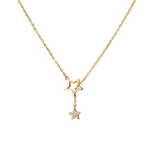 

real s925 zircon pentacle pendant fine jewelry necklace pendants chain fashion accessories jewel womon 2 color q1209, Bronze;silver