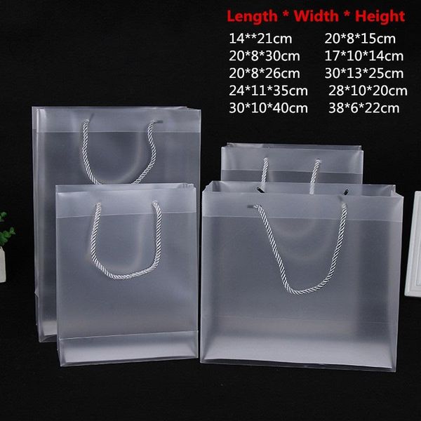 

gift wrap 10pcs- frosted pp plastic tote packaging bags with handle clear handbag