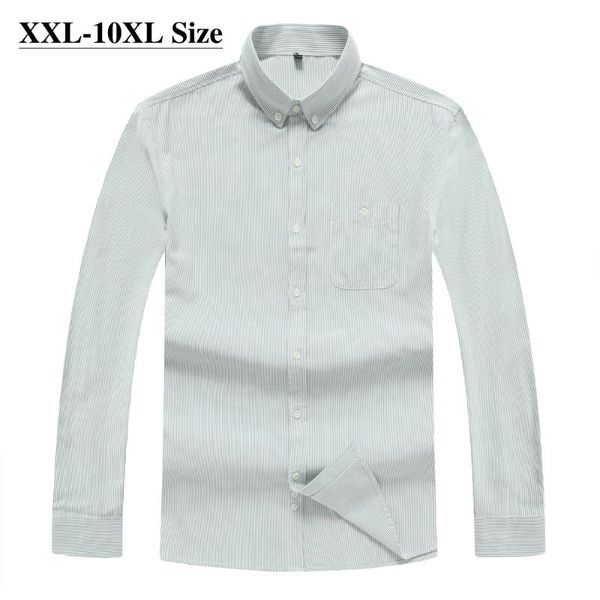 

plus size 6xl 7xl 8xl 10xl men's business striped long sleeve shirt spring and autumn fashion casual loose shirt male brand, White;black
