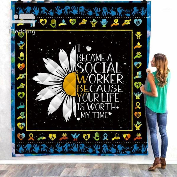 

comforters & sets i became a social worker customize printed quilt blanket twin full/queen king size drop1