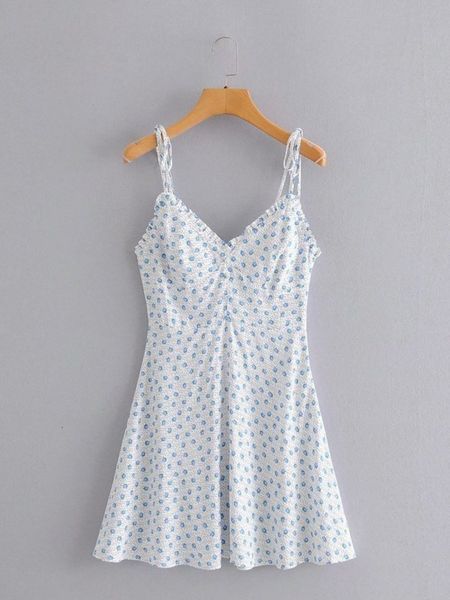 

new print wind suspender 2020 mini summer dress 09006075044, Black;gray