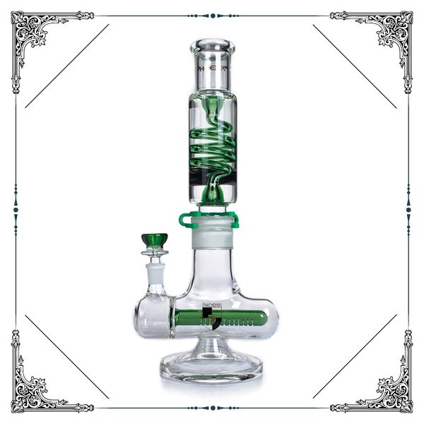 Freezable Coil Inline Tube bong pipa ad acqua in vetro costruisci un gorgogliatore narghilè che fuma inebrianti dab rig Glass Water Bong 14 pollici