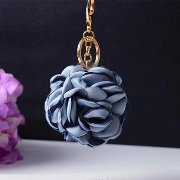 

12pcs dozen whole sale rose flowers keychain bag pendant car accessory charm for women buckle key ring porte clef eh591c h jllyek, Silver