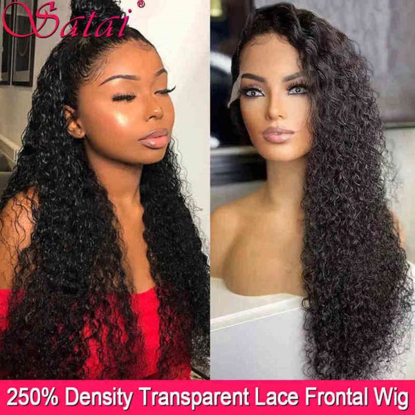 

13x6 al pre plucked 13x4 kinky curly 250 density lace front hu hair wigs, Black