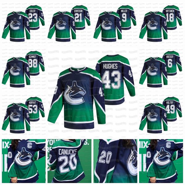 

womens vancouver canucks 2021 reverse retro 43 quinn hughes braden holtby nate schmidt bo horvat brock boeser elias pettersson sedin jersey, Black;red