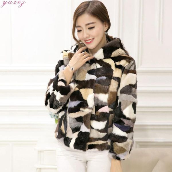 

fashion short faux fur mink hooded artificial fur coat teddy jacket woman winter jacket female coat plush women, Black