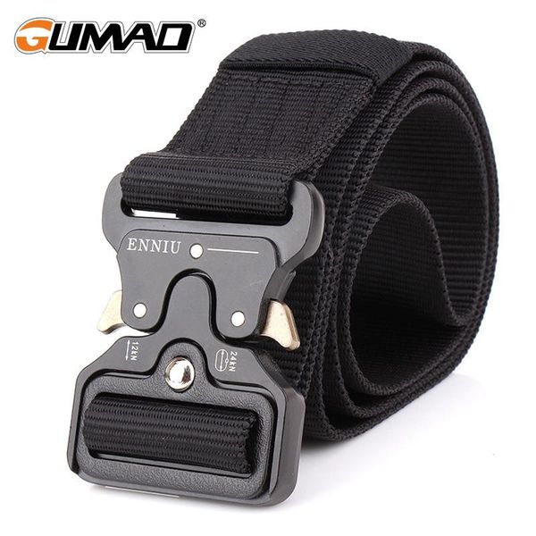 

men heavy duty tactical combat belt airsoft hunting military police zinc alloy metal buckle waist straps swat waistband trimmer sqcccn