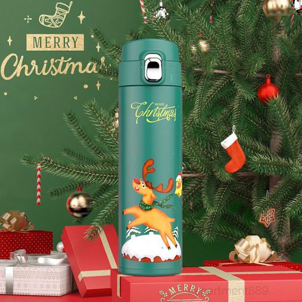 

a-16oz water bottle gift christmas cartoon santa claus elk insulate thermos promotional xmas vacuum flasks owd2253
