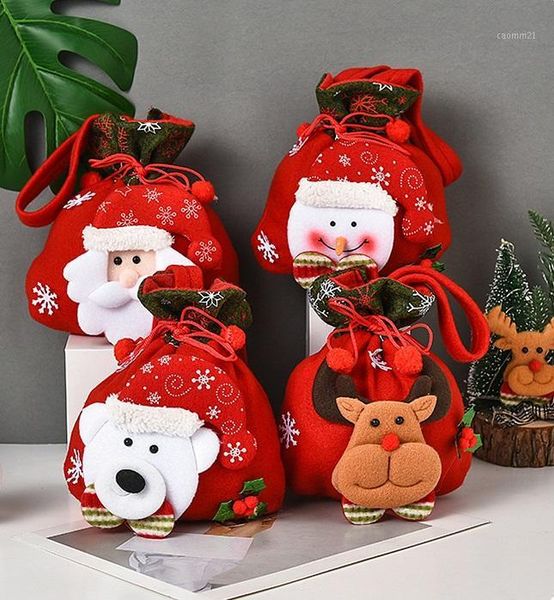 

christmas decorations 2021 candy bag children gift holders snowman elk bear doll crafts creative home decoration1