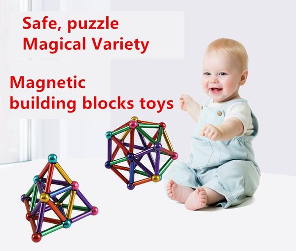 

3d diy magnetic building blocks magnetic designer magnet sticks & metal balls brain training toys for children
