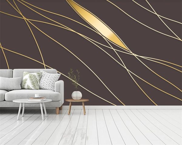 

роскошные 3d обои обои современный стиль абстрактных линий золотая северное украшение hd цифровые печати влагостойкие 3d обои