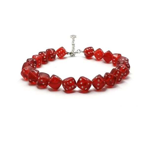 

chokers minimalist red acrylic dice choker necklace femme lucky party jewelry, Golden;silver