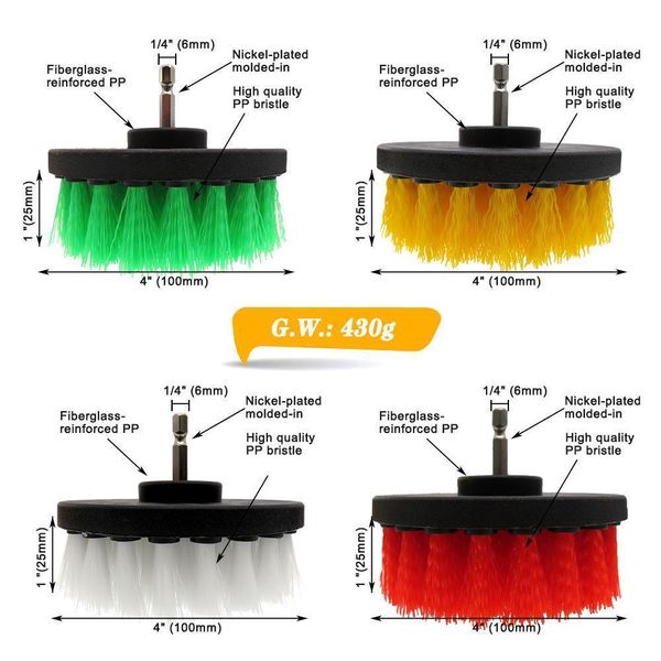 

4pcs drill kit scrubber brush set electric drill brush for shower bathroom car leather plastic wooden furniture cleaning kit q bbyxaf