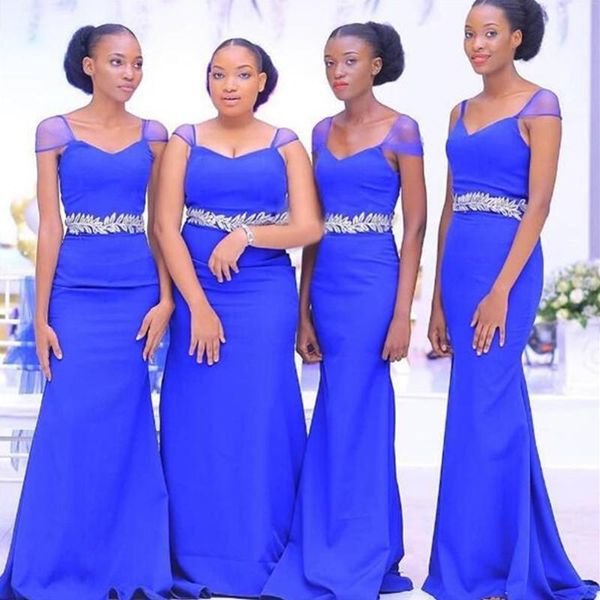 

long simple african country bridesmaid dresses royal blue sweetheart cap sleeves satin long floor wedding guest dresses party dress, White;pink