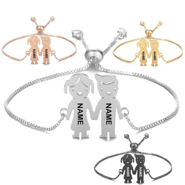 

link, chain customized baby boy girl bracelet engraved name date adjustable bangles for child birthday family gifts sl-128, Black