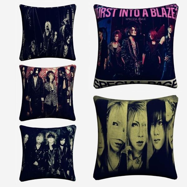 

the gazette fashion jpop kpop singers decorative cotton linen cushion cover 45x45cm for sofa pillow case home decor almofada