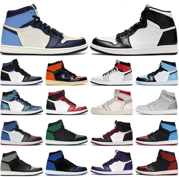 

jumpman 1 travis scotts fearless panda obsidian mens basketball shoes unc 1s bloodline banned bred toe men sport designer sneakers