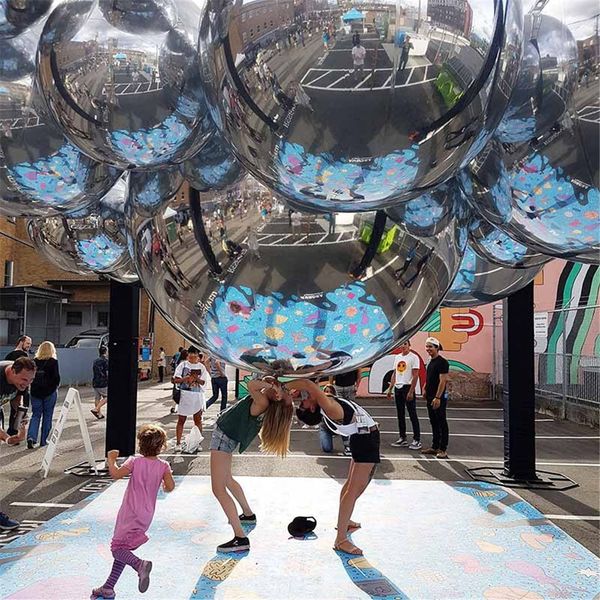 

colorful reflective inflatable mirror ball silver brightness shine sphere balloons for wedding stage decoration