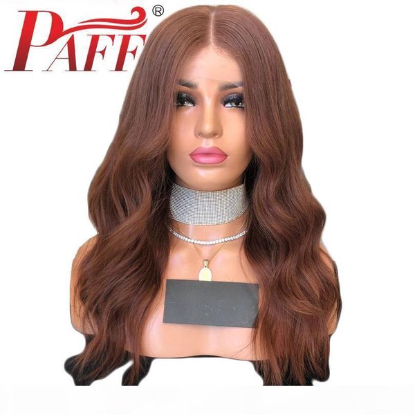 

paff natural wave glueless full lace human hair wigs color #33 brazilian remy hair full lace wigs bleached knots with baby hair, Black;brown
