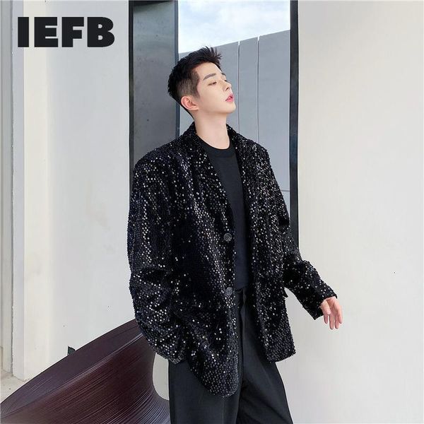 

iefb autumn 2020 new trendy sequin personalized suit coat for men ins black blazers for male streetwear 9y4716, White;black