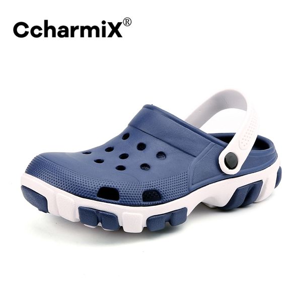 

ccharmix mens clogs summer garden walking mens sandals hollow breathable beach sandals closed for men medical sandals y200520, Black