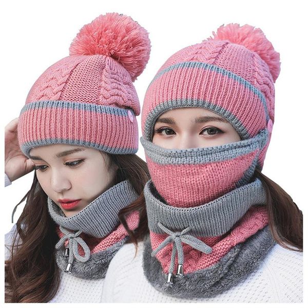 

winter beanie hat scarf and mask set 3 pieces knitted hat cap neck thick knit winter hats warm scarfs skullies beanies dad cap