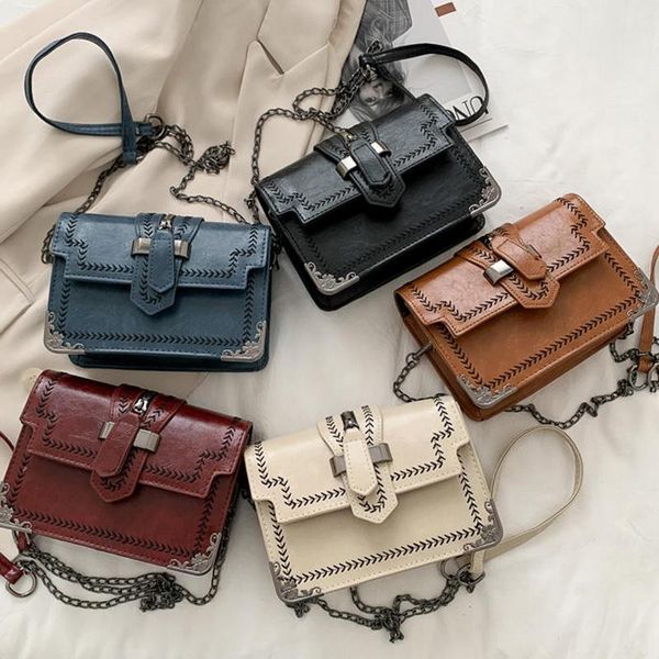 

cross body small fashion shoulder bag women's handbags leather flap women messenger casual tote vintage bags clutch sac chain