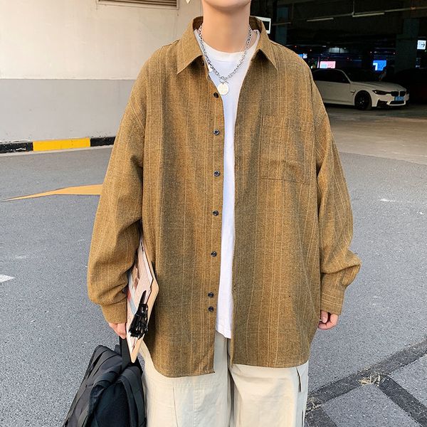 

season 2021 new lean long shirt lapel male clothes 8cup, White;black