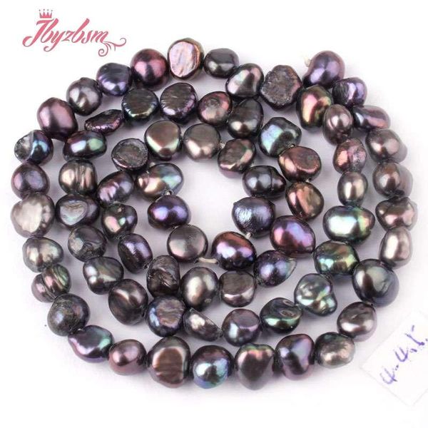

3-4,5-7,8-9mm freshwater pearl black orm natural stone beads for jewelry making diy necklace bracelet 14.5" jllwxg