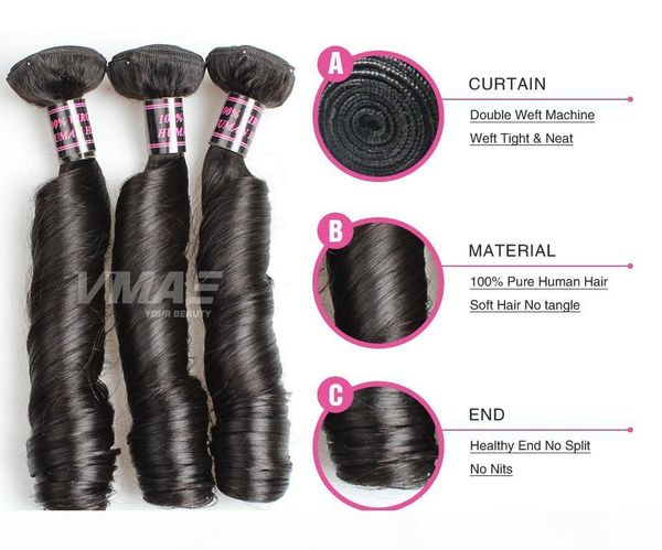 

3pcs lot funmi spring curly hair human hair weaves bundles romance brazilian virgin bouncy curly hair extensions opp, Black