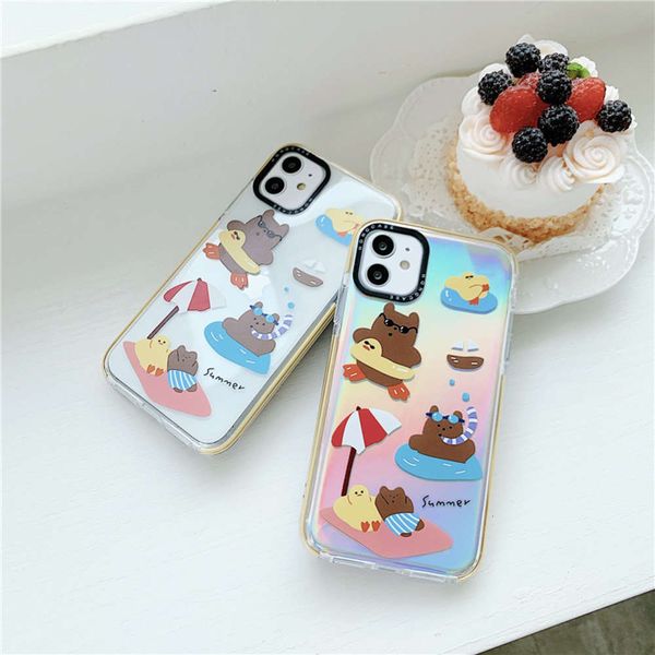 

3vip se 2020 11 pro max 7 8 plus x xr xs max transparent case with swimming bearcf1