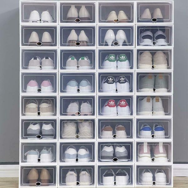 

24 pcs foldable drop front shoe box transparent case stackable organizer storage