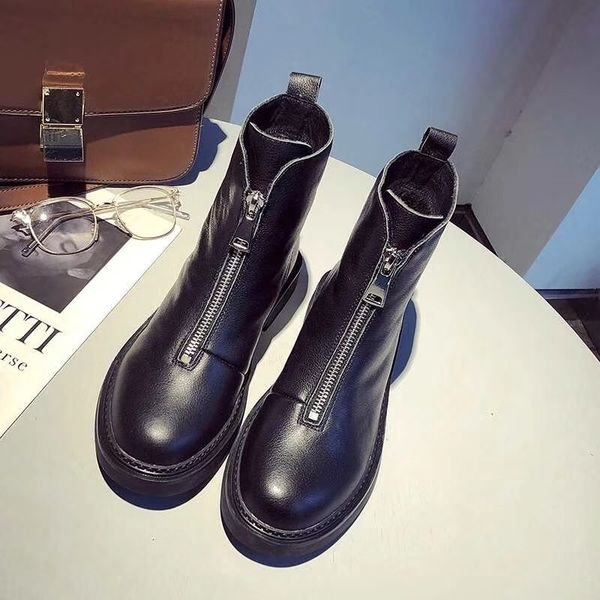 

transport style winter boots women 2019 fashion soft genuine leather women boots size 35-40 t200111, Black