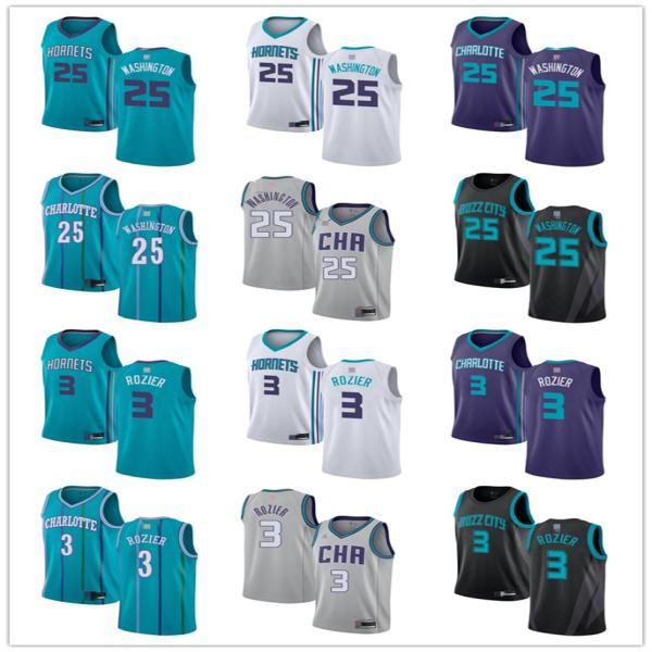 

mens womens youth charlotte hornets 25 pj washington 3 terry rozier green purple black white custom basketball jerseys, Black;red
