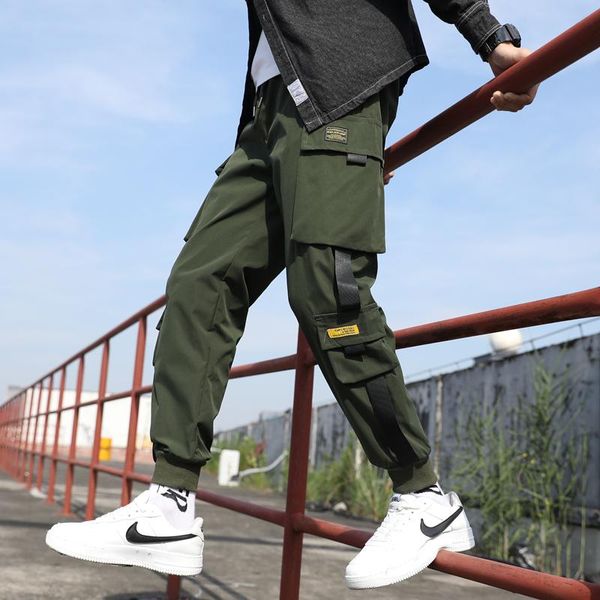 

harem men pants side pockets cargo 2020 black hip hop casual male joggers trousers fashion casual streetwear pants