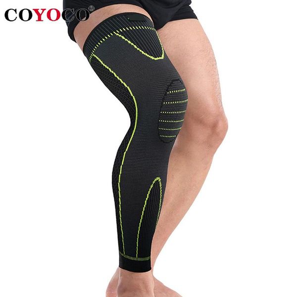 

coyoco brand удлинение спортивного колена защита ноги поддерживает леггинсы 1 шт. длинные зеленые полоса кнута