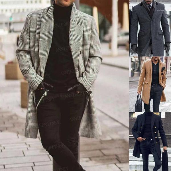 

2020 plus size classic grey plaid jackets men winter autumn high-street slim fit overcoat casual army green tweed blazer for men1, White;black