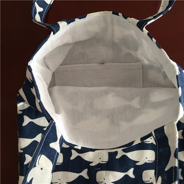 

yile updated хлопчатобумажная льняная многоразовая сумка для покупок, перевозящихся съемки печати whales navy blue d01 yile обновлена ​​h jl