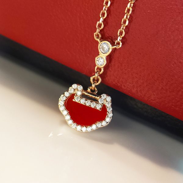 

silver sterling s925 natural red agate mini necklace n54a