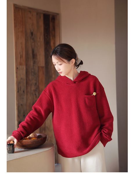 

hoodies 2022 spring literature and art college style thickened cotton terry loose casual hooded women's pullover top, Black