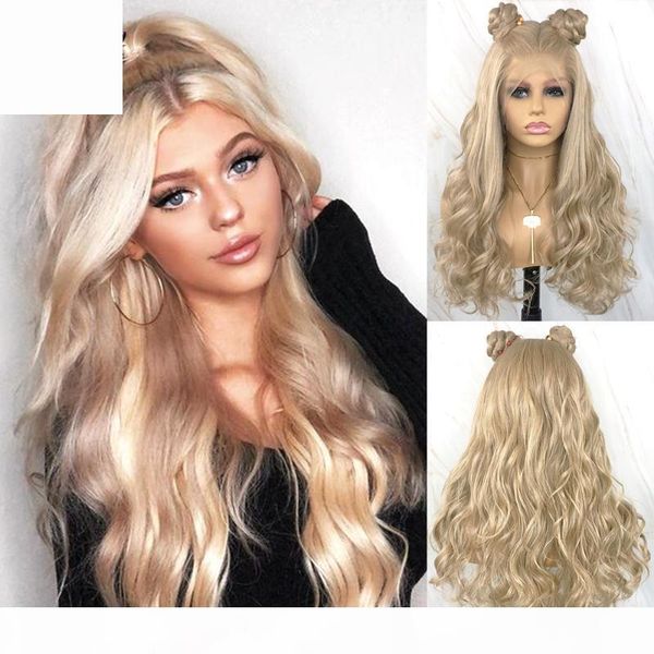 

beautiful diary long wavy wigs futura hair 13x6 synthetic lace front wig for black women blonde wigs with natural hairline