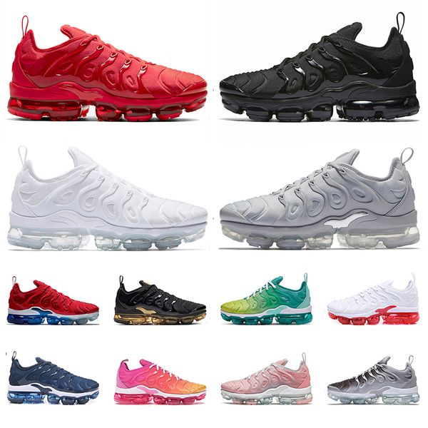 

tn plus running shoes men women triple black white red cool grey usa metallic gold dary blue air vaopr airmax sports sneakers 36-47
