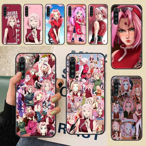 

1dwnaruto haruno sakura mobile phone cover redmi note 7 7a 8 8t 9 9a 9s 10 k30 pro super black painting art fashion