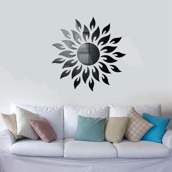 

multiple pieces creativity mirror tile wall stickers decal home bath living room mirror wall stickers decal self-adhesive decor