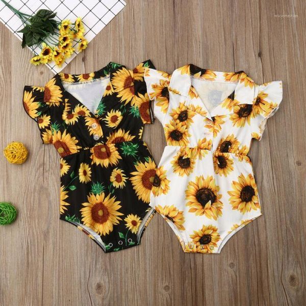 

rompers pudcoco 2021 summer toddler baby girl clothes sunflower romper jumpsuit outfit sunsuit1, Blue