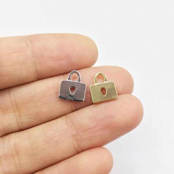 

eruifa 20pcs 8*10mm mini lock zinc alloy jewelry diy charms pendant necklace,eearrings 3 colors, Bronze;silver
