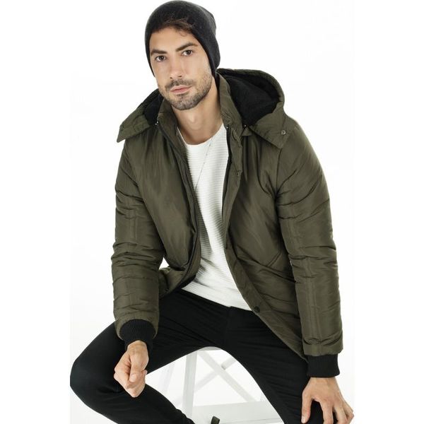 

men's down & parkas 2021 winter jacket men padded parka russia man coat artificial fur big pockets medium-long thick, Black