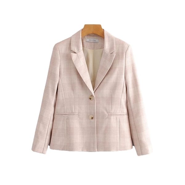 

2021 new vintage chess blazers beige fashion high-quality ladies patchwork jacket casual women suit chic girls hyee, White;black