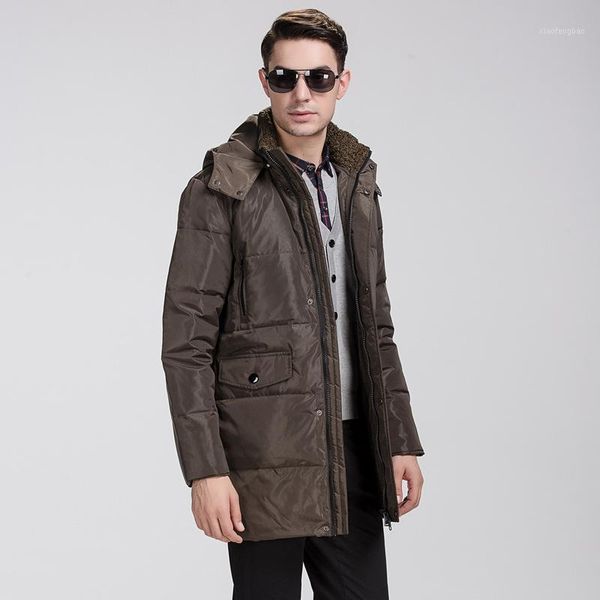 

2020 parka men men's down coat winter down jacket white duck stand collar1, Black