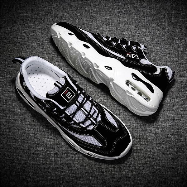

black white men's running shoes breathable mesh sneakers for men damping sports man shoes outdoor walking athletic trainers gym